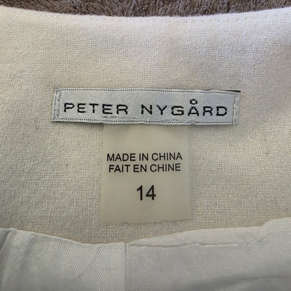 Peter Nygard Ivory Wool Embroidered Coat 14 Boho Folk Jacket Longline Tunic L - Picture 10 of 16